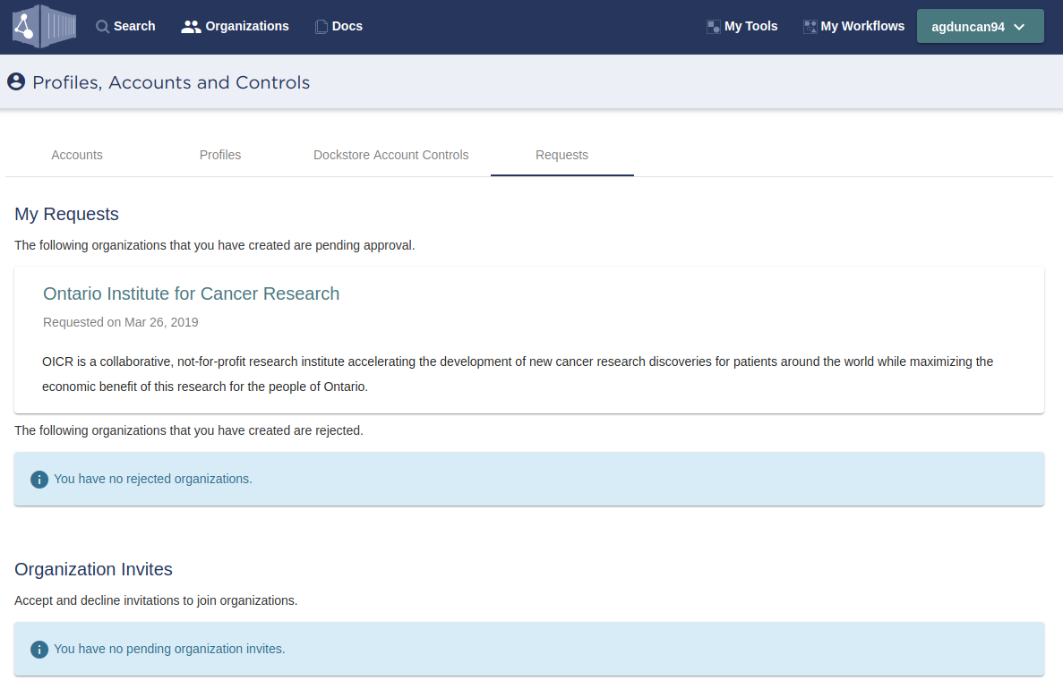 Pending Organization Request